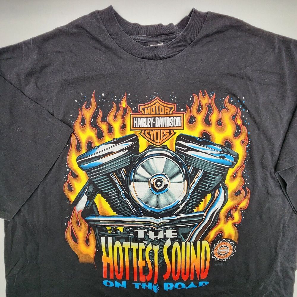 Vintage 1996 Harley‎ Davison THE HOTTEST SOUND ON THE ROAD T-shirt size 3XL Rare